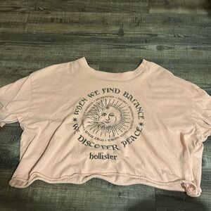 Pink cropped hollister shirt